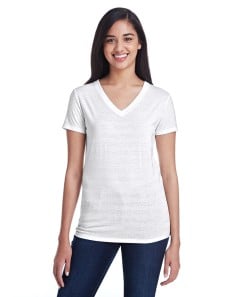 preview image of Threadfast Apparel 252RV Ladies' Invisible Stripe V-Neck T-Shirt
