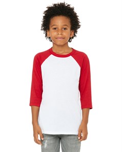 preview image of Bella + Canvas 3200Y Youth Three-Quarter Sleeve Baseball Tee