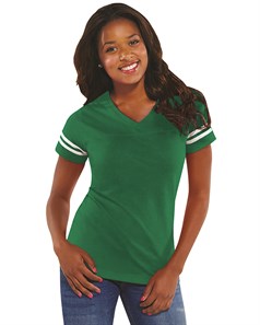 preview image of LAT 3537 Women's Football V-Neck Fine Jersey Tee