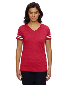 preview image of LAT 3537 Women's Football V-Neck Fine Jersey Tee