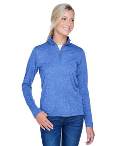 preview image of UltraClub 8618W Ladies' Cool & Dry Heathered Performance Quarter-Zip