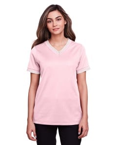 preview image of Devon & Jones DG20CW CrownLux Performance® Ladies' Plaited Tipped V-Neck Top