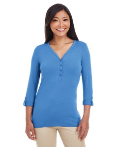 preview image of Devon & Jones DP186W Ladies' Perfect Fit Y-Placket Convertible Sleeve Knit Top