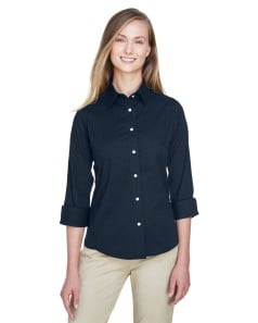 preview image of Devon & Jones DP625W Ladies' Perfect Fit 3/4-Sleeve Stretch Poplin Blouse