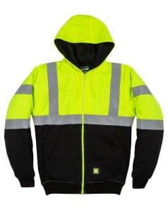 preview image of Berne HVF023 Men's Hi-Vis Class 3 Color Block Full-Zip Hooded Sweatshirt