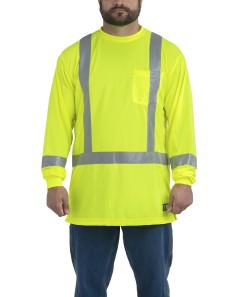 preview image of Berne HVK013 Men's Hi-Vis Class 3 Performance Long Sleeve Pocket T-Shirt