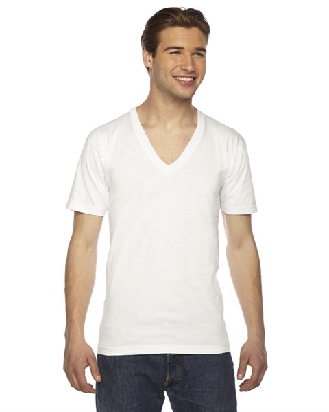 American Apparel 2456 USA-Made Unisex Fine Jersey V-Neck Tee