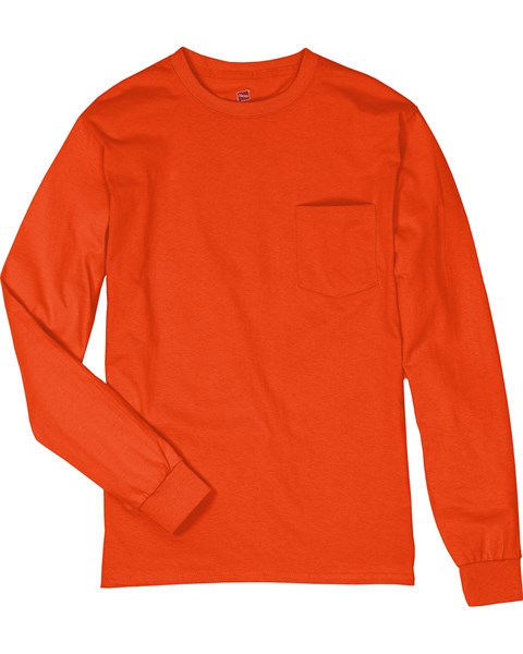Hanes 5596 Long Sleeve T-Shirt with a Pocket