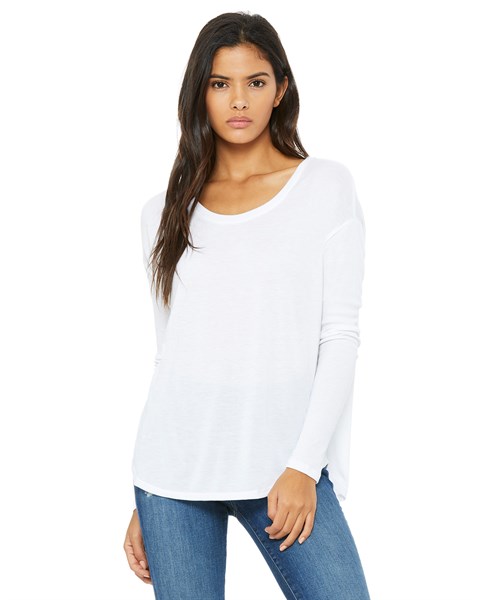 Bella + Canvas 8852 Women\'s Flowy Long Sleeve Tee with 2x1 Sleeves