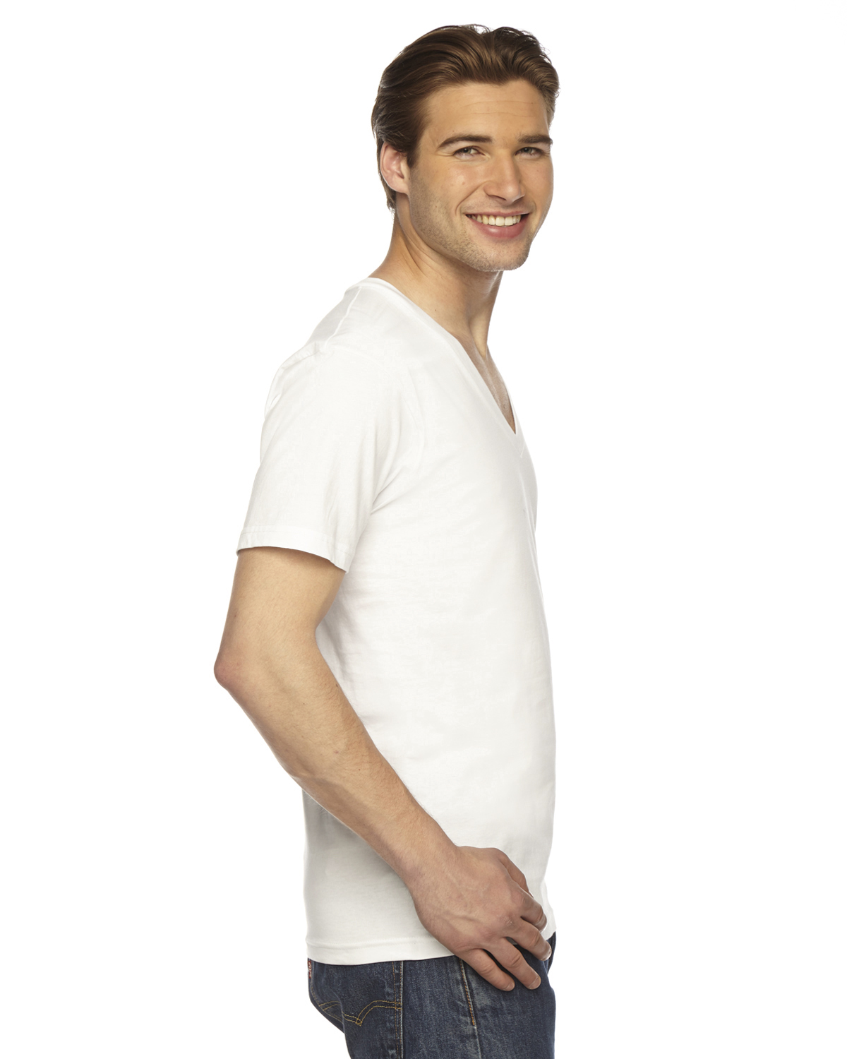 American Apparel 2456 USA-Made Unisex Fine Jersey V-Neck Tee