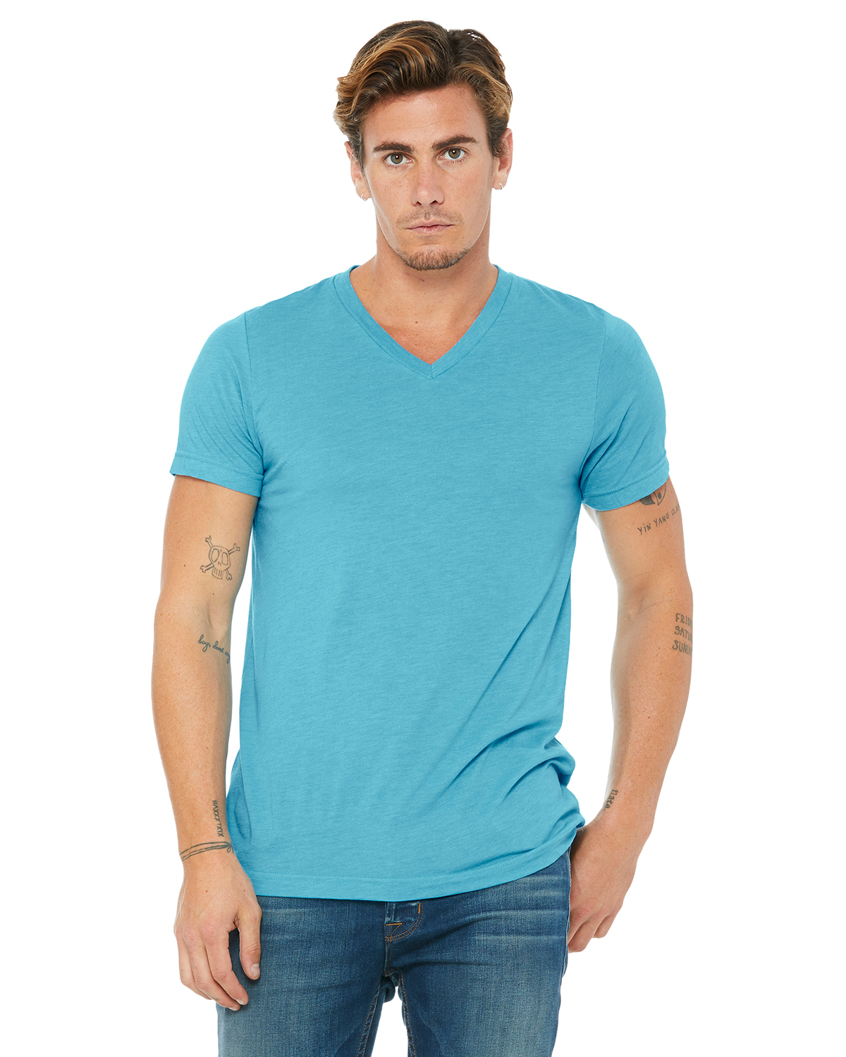 Bella + Canvas 3415 Unisex Triblend Short Sleeve V-Neck Tee