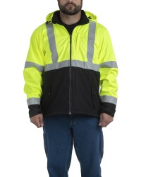 preview image of Berne HVJS206 Men's Hi-Vis Class 3 Hooded Softshell Jacket