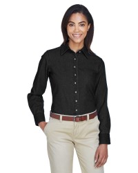 preview image of Harriton M550W Ladies' 6.5 oz. Long-Sleeve Denim Shirt