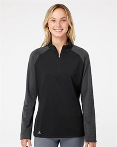 preview image of Adidas A521 Women's Stripe Block Quarter-Zip Pullover