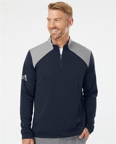 preview image of Adidas A532 Textured Mixed Media Quarter-Zip Pullover