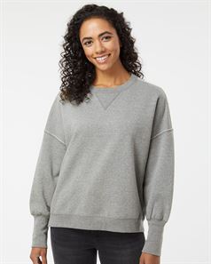 preview image of MV Sport W22712 Women's Sueded Fleece Crewneck Sweatshirt