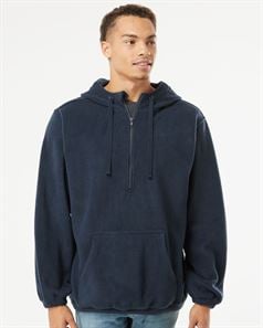 Burnside 3600 Polar Fleece Quarter-Zip Hooded Pullover