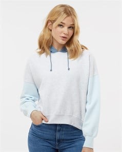 preview image of MV Sport W23716 Women's Sueded Fleece Colorblocked Crop Hooded Sweatshirt