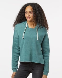 preview image of MV Sport W23101 Women's Angel Fleece Crop Hooded Sweatshirt