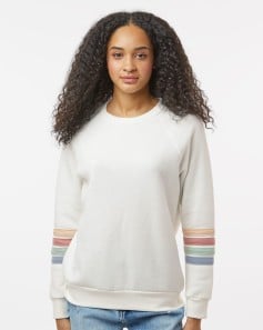 preview image of MV Sport W23152 Women's Striped Sleeves Crewneck Sweatshirt