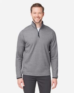 preview image of CORE365 CE73 Men's Venture Heathered Stripe Quarter-Zip Pullover