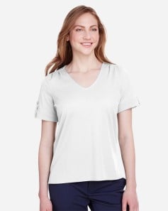 preview image of Devon & Jones DG20WB Women's CrownLux Performance® Plaited Rolled Sleeve Shirt