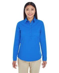 preview image of Devon & Jones DP610W Women's Perfect Fit Half-Placket Tunic Dress Shirt