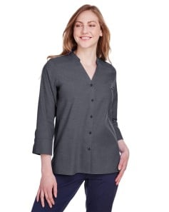 preview image of Devon & Jones DG562W Women's Crown Collection® Stretch Pinpoint Chambra Three-Quarter Sleeve Shirt