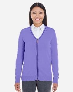 preview image of Devon & Jones DG478W Women's Manchester Fully-Fashioned Full-Zip Cardigan Sweater