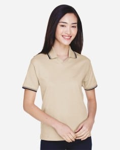preview image of Devon & Jones D140W Women's Tipped Perfect Pima Interlock Polo