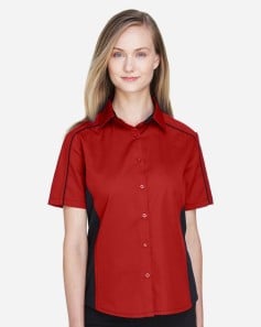 preview image of North End 77042 Women's Fuse Colorbloack Twill Short Sleeve Shirt