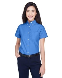 preview image of UltraClub 8973 Women's Classic Wrinkle-Resistant Short-Sleeve Oxford