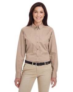 preview image of Harriton M581 Men's Foundation Cotton Twill Dress Shirt with Teflon