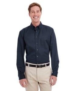 preview image of Harriton M581T Men's Tall Foundation Cotton Twill Shirt with Teflon