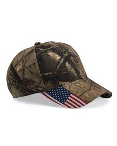 Outdoor Cap CWF305 Cap with American Flag on Visor
