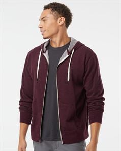 preview image of Independent Trading Co. PRM90HTZ Unisex French Terry Heathered Hooded Full-Zip Sweatshirt