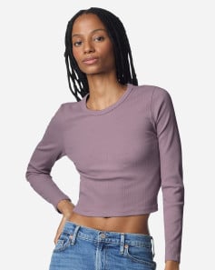 preview image of American Apparel BR2107 Women's Baby Rib Long Sleeve Cropped Tee