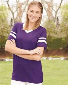 preview image of Augusta Sportswear 360 V-Neck Jersey with Striped Sleeves