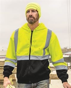 ML Kishigo JS102-103 Hi-Vis Hooded Full-Zip Sweatshirt