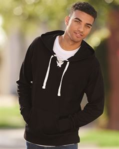 preview image of J. America 8231 Sport Lace Jersey Hooded Pullover T-Shirt