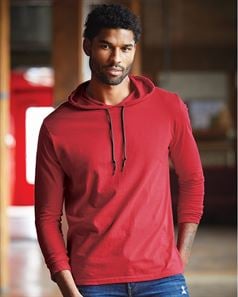 preview image of Anvil by Gildan 987 Lightweight Long Sleeve Hooded T-Shirt