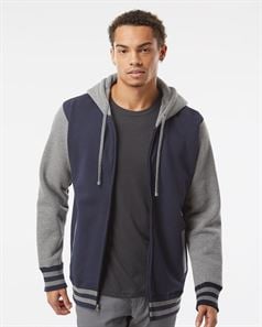 preview image of Independent Trading Co. IND45UVZ Unisex Varsity Hooded Full-Zip Sweatshirt