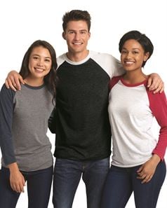 preview image of Next Level 6051 Unisex Tri-Blend Three-Quarter Sleeve Baseball Raglan Tee