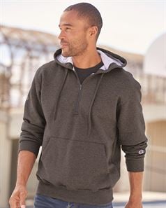 preview image of Champion S185 Cotton Max Hooded Quarter-Zip Sweatshirt