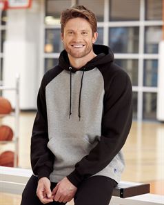 preview image of Russell Athletic 693HBM Dri Power  Colorblock Raglan Hooded Pullover Sweatshirt