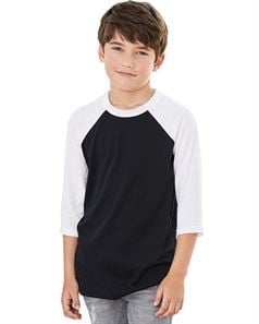 preview image of Bella + Canvas 3200Y Youth Three-Quarter Sleeve Baseball Tee