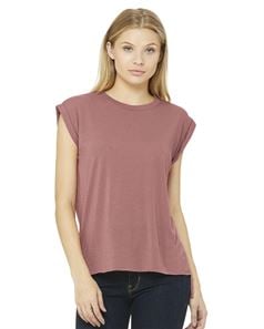 Bella + Canvas 8804 Women's Flowy Muscle Tee with Rolled Cuffs