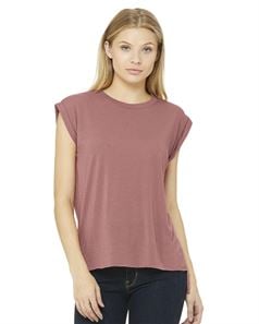 preview image of Bella + Canvas 8804 Women's Flowy Muscle Tee with Rolled Cuffs