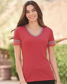 preview image of Jerzees 602WVR Triblend Women's V-Neck Varsity T-Shirt