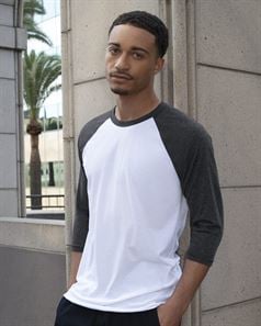 preview image of American Apparel BB453US USA-Made Unisex 50/50 Poly/Cotton Raglan Three-Quarter Sleeve Tee